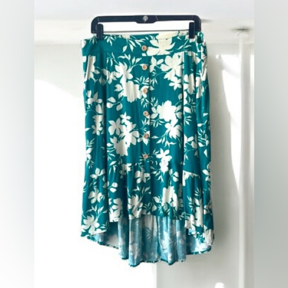 Torrid Green High-Low A-Line Midi Skirt Resort Wear